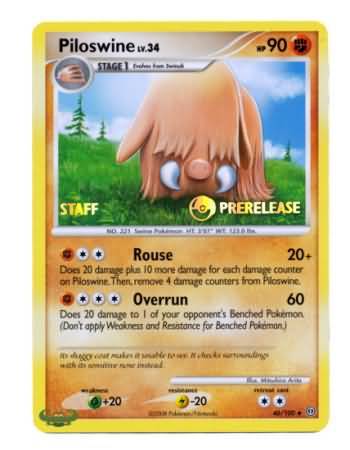 Piloswine (46/100) (Staff Prerelease Promo) [Nintendo: Black Star Promos] | Anubis Games and Hobby