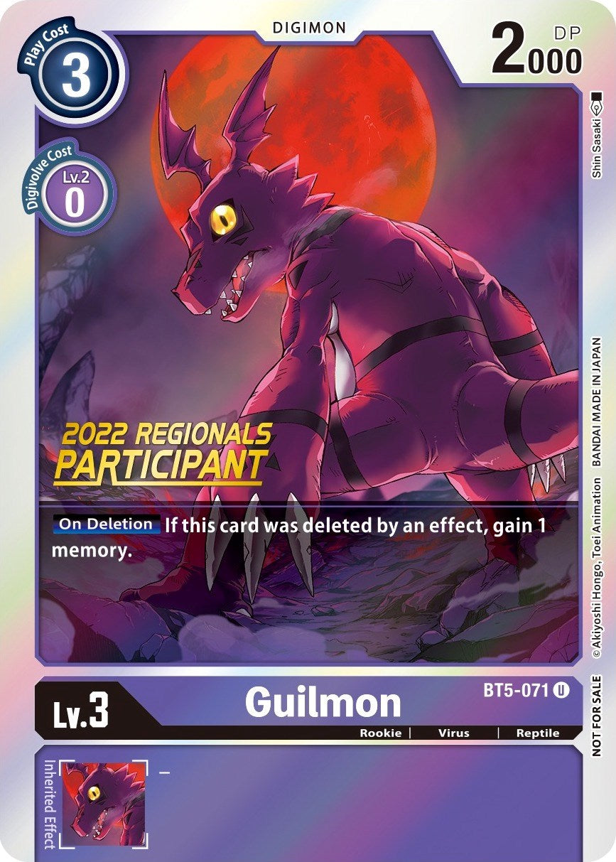 Guilmon [BT5-071] (2022 Championship Offline Regional) (Online Participant) [Battle of Omni Promos] | Anubis Games and Hobby