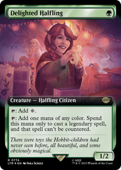 Delighted Halfling (Extended Art) (Surge Foil) [The Lord of the Rings: Tales of Middle-Earth] | Anubis Games and Hobby