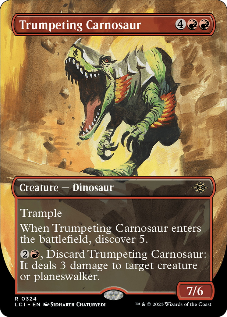 Trumpeting Carnosaur (Borderless) [The Lost Caverns of Ixalan] | Anubis Games and Hobby