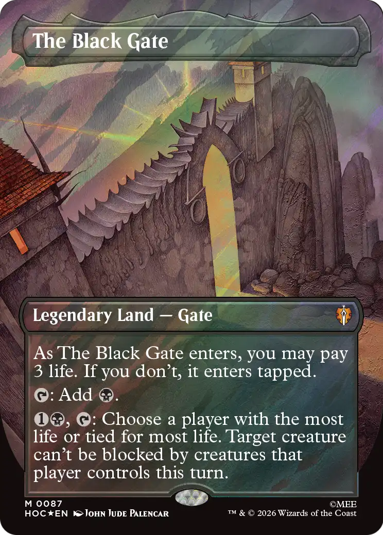 The Black Gate (Borderless) (Surge Foil) [The Hobbit: Eternal-Legal] | Anubis Games and Hobby