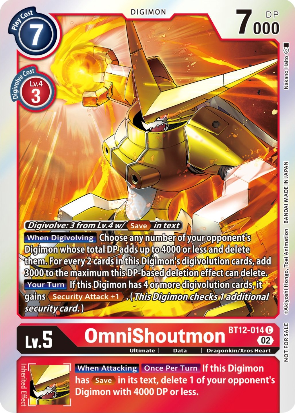 OmniShoutmon [BT12-014] (Box Topper) [Across Time] | Anubis Games and Hobby