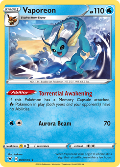 Vaporeon (030/185) [Sword & Shield: Vivid Voltage] | Anubis Games and Hobby