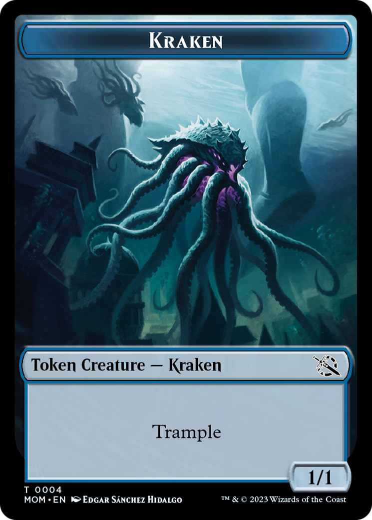 Monk // Kraken Double-Sided Token [March of the Machine Tokens] | Anubis Games and Hobby