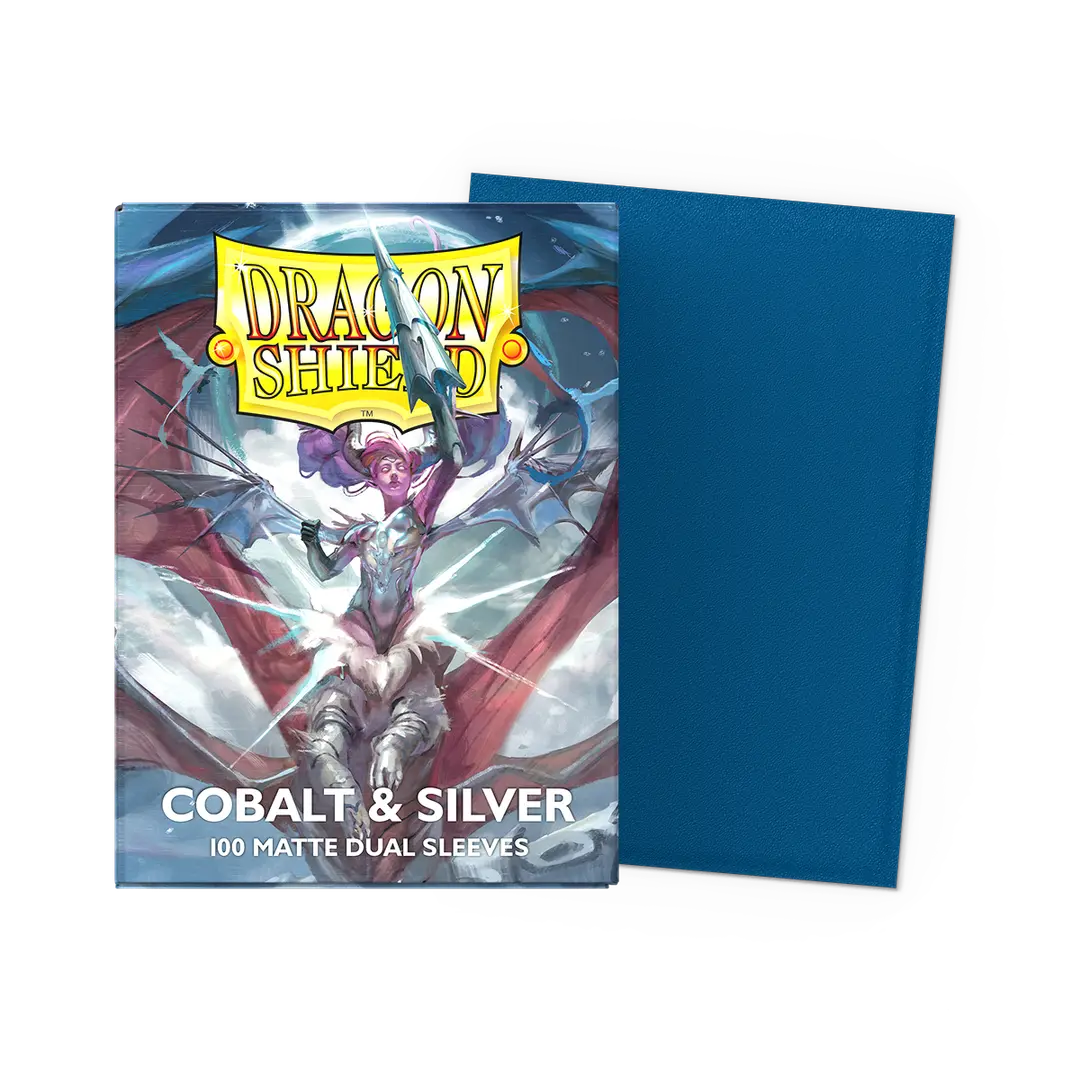 DS Dual Matte Sleeves 100ct - Cobalt & Silver | Anubis Games and Hobby