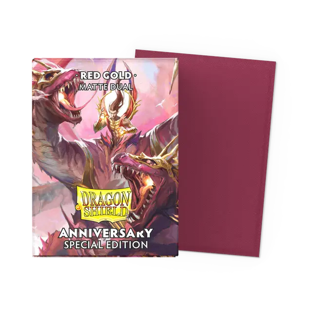 DS Dual Matte Sleeves 100ct - Anniversary Special Edition Red/Gold | Anubis Games and Hobby