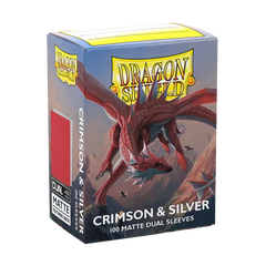 DS Dual Matte Sleeves 100ct - Crimson & Silver | Anubis Games and Hobby