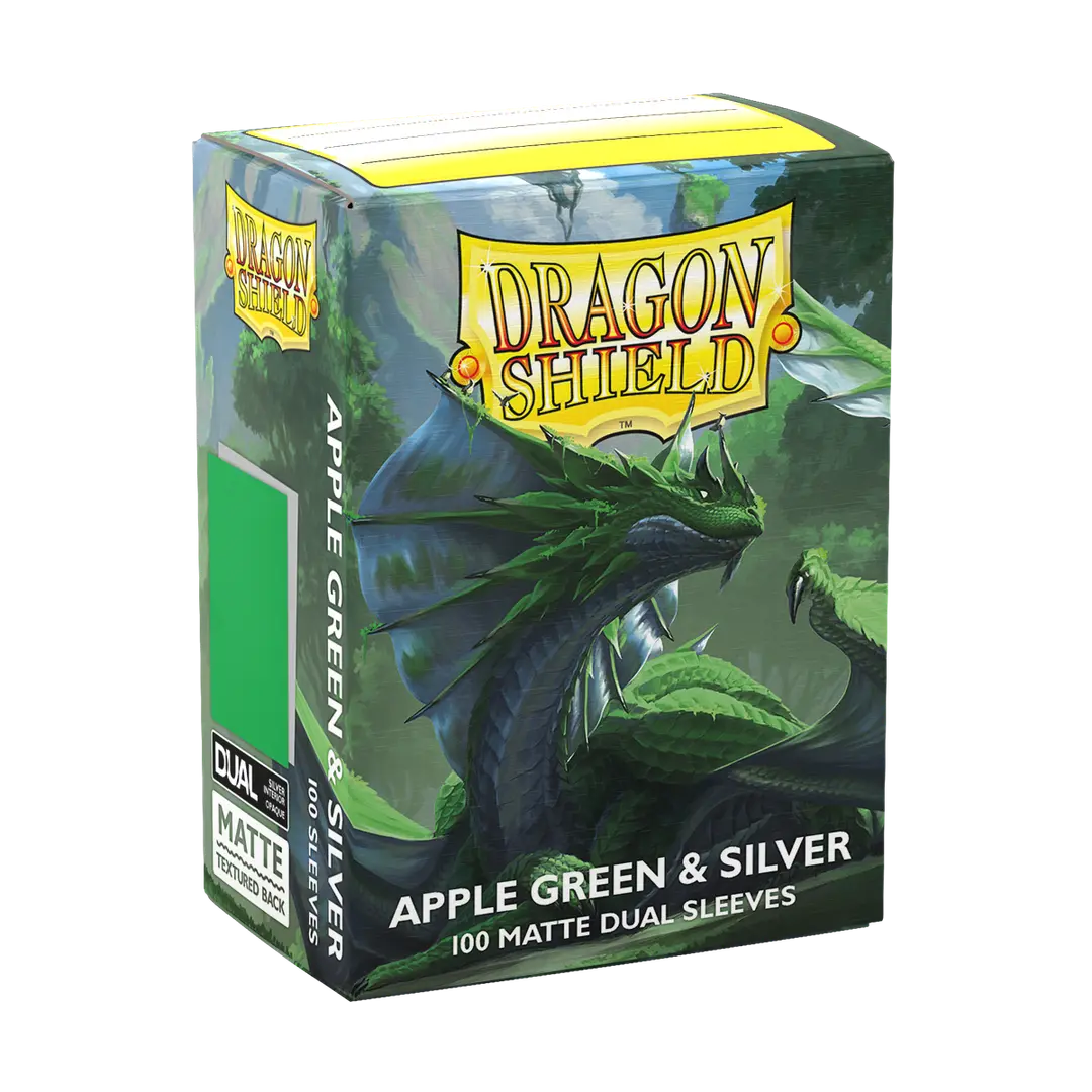 DS Dual Matte Sleeves 100ct - Apple Green & Silver | Anubis Games and Hobby