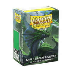 DS Dual Matte Sleeves 100ct - Apple Green & Silver | Anubis Games and Hobby