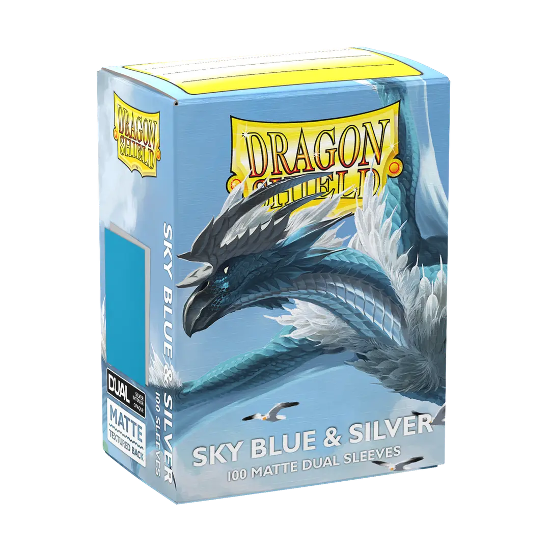 DS Dual Matte Sleeves 100ct - Sky Blue & Silver | Anubis Games and Hobby