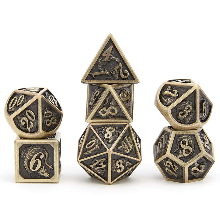 Metal RPG Dice Set - Gold | Anubis Games and Hobby