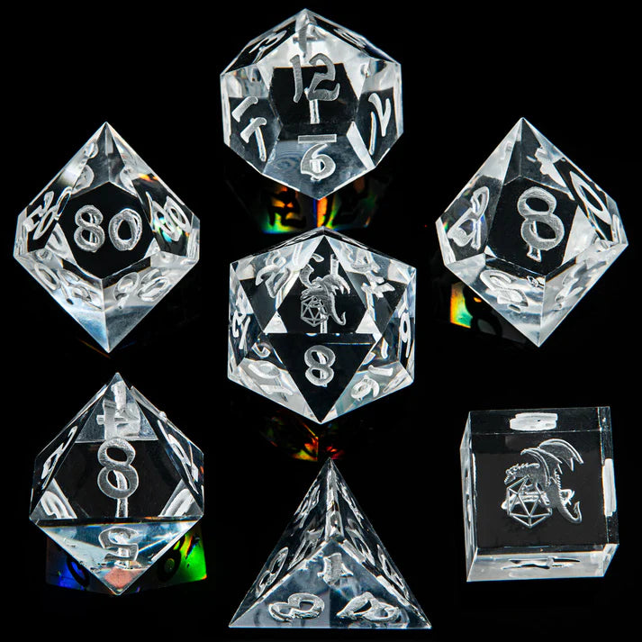 Sharp Edge Resin 7 Die Set - White Crystal | Anubis Games and Hobby