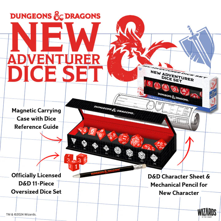 D&D New Adventurer Dice Set - Red | Anubis Games and Hobby