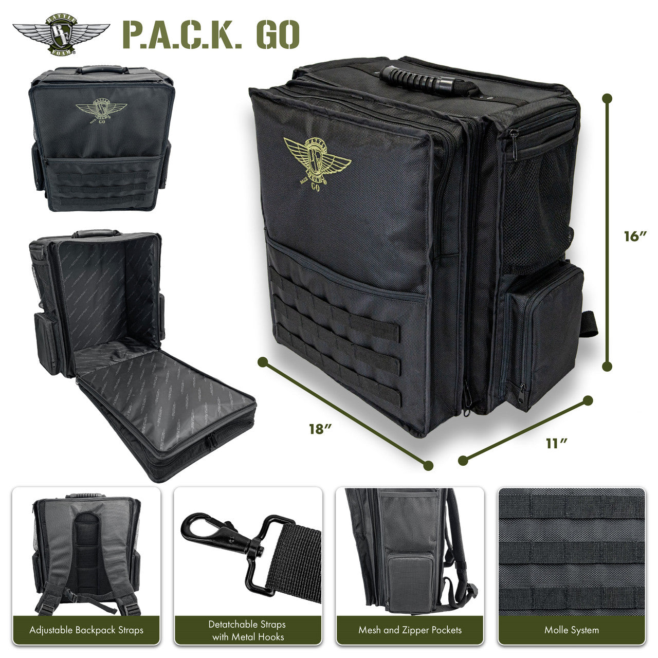 P.A.C.K. Go 2.0 with Magna Rack Slider Load Out (Black) | Anubis Games and Hobby