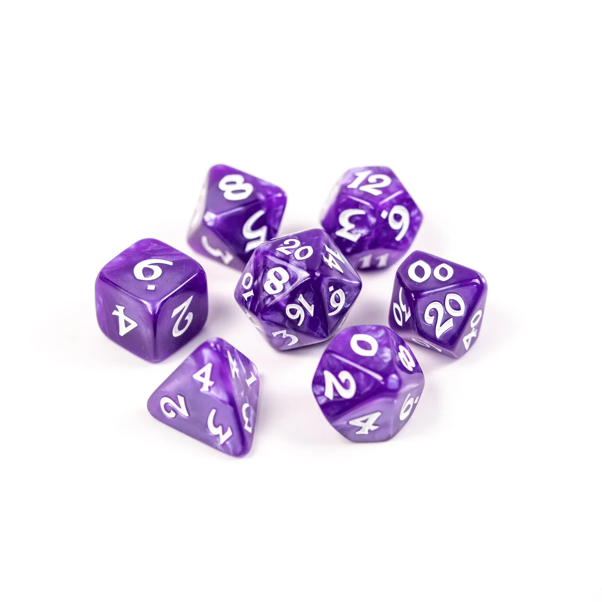 Elessia Essentials - Purple with White 7pc RPG Set | Anubis Games and Hobby