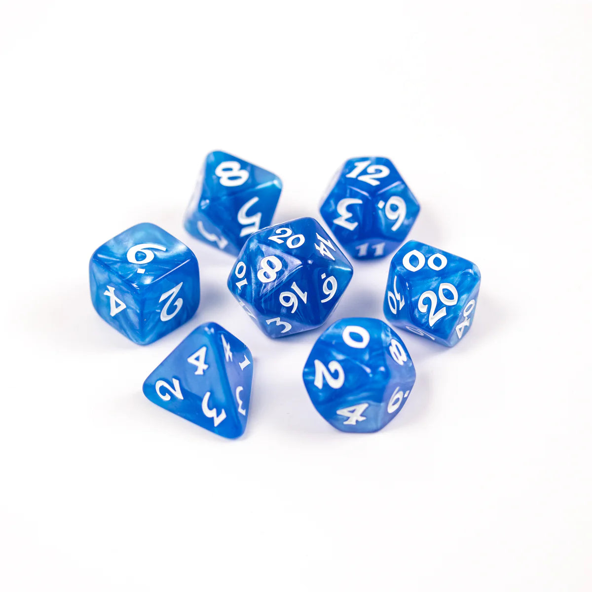 Elessia Essentials - Blue with White 7pc RPG Set | Anubis Games and Hobby