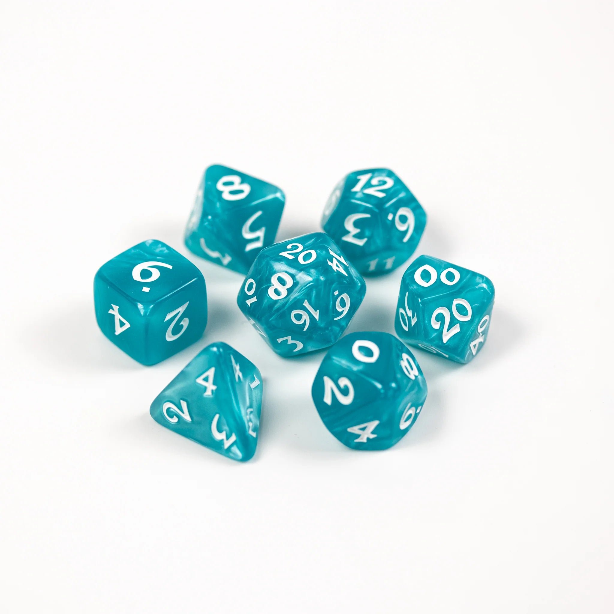 Elessia Essentials - Teal with White 7pc RPG Set | Anubis Games and Hobby