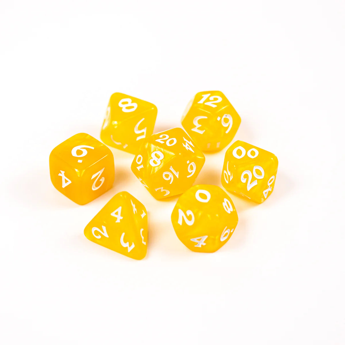 Elessia Essentials - Yellow with White 7pc RPG Set | Anubis Games and Hobby