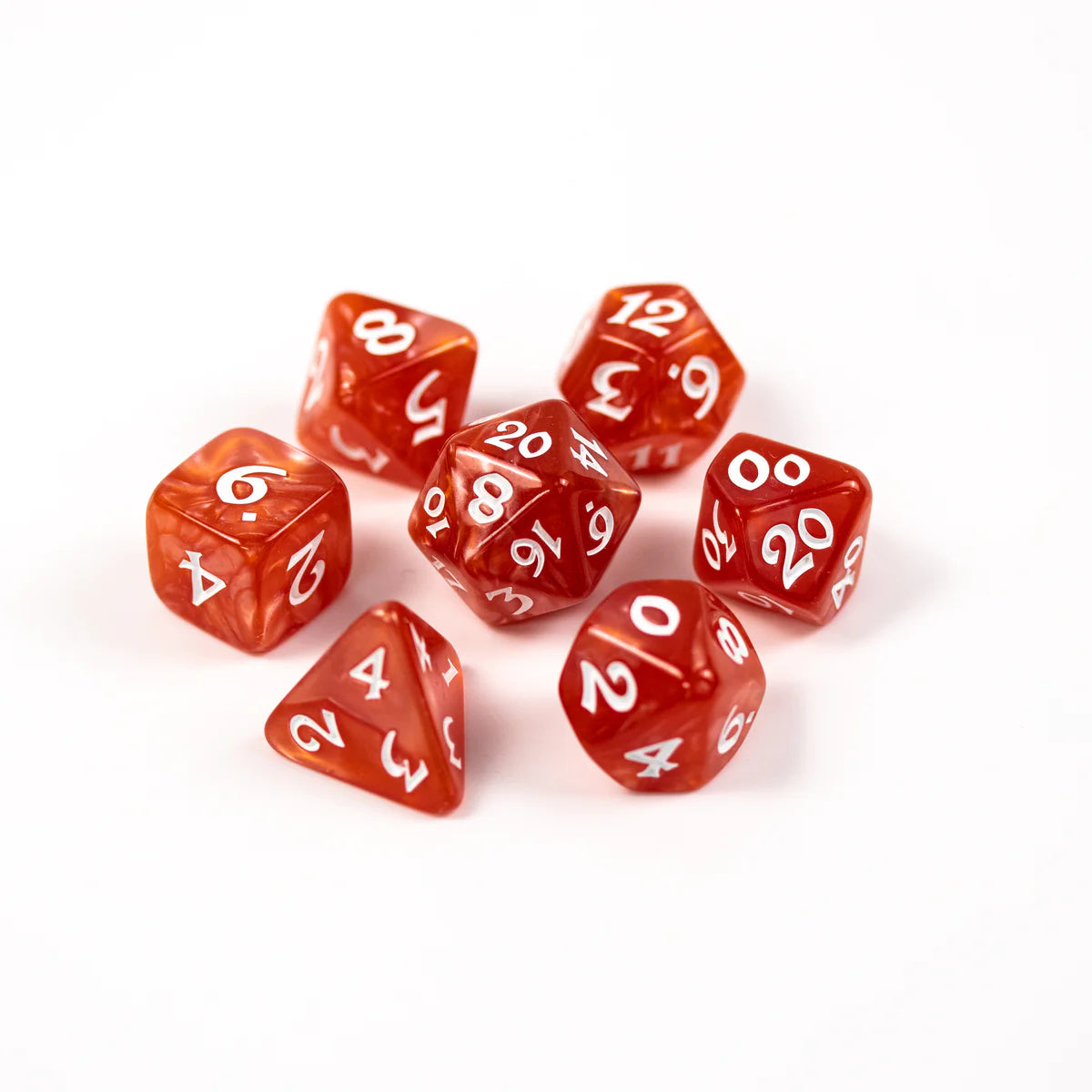 Elessia Essentials - Red with White 7pc RPG Set | Anubis Games and Hobby