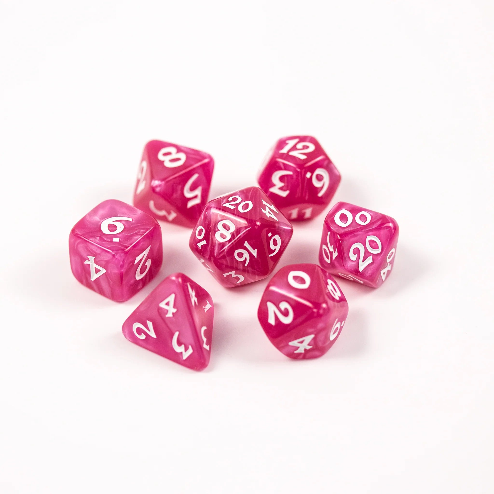 Elessia Essentials - Pink with White 7pc RPG Set | Anubis Games and Hobby