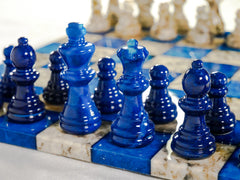 Chess Set - Alabaster Frameless Blue/Grey | Anubis Games and Hobby