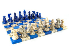 Chess Set - Alabaster Frameless Blue/Grey | Anubis Games and Hobby