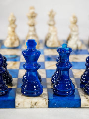 Chess Set - Alabaster Frameless Blue/Grey | Anubis Games and Hobby