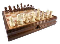 Chess Set - Walnut/Maple Chest and Unweighted Chessmen | Anubis Games and Hobby