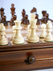 Chess Set - Walnut/Maple Chest and Unweighted Chessmen | Anubis Games and Hobby