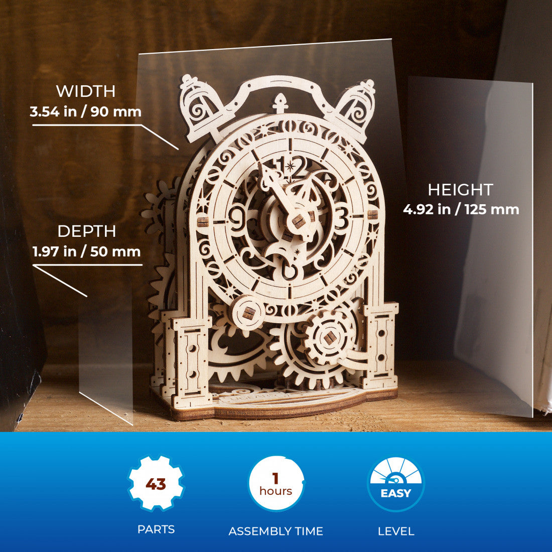 Vintage Alarm Clock Mechanical Model Kit | Anubis Games and Hobby