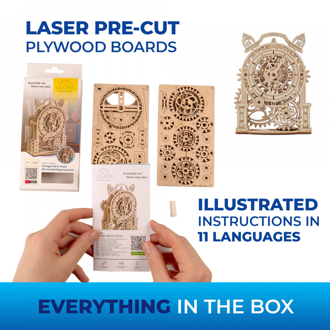 Vintage Alarm Clock Mechanical Model Kit | Anubis Games and Hobby