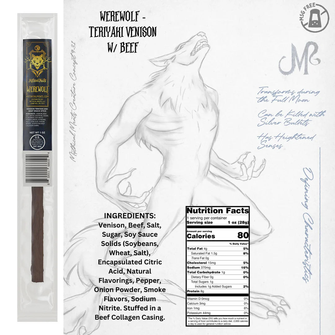 Mythical Meats Humanoid Meat Stick - Werewolf | Anubis Games and Hobby
