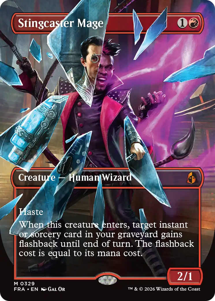 Stingcaster Mage (Borderless) (Facet Foil) [Reality Fracture] | Anubis Games and Hobby