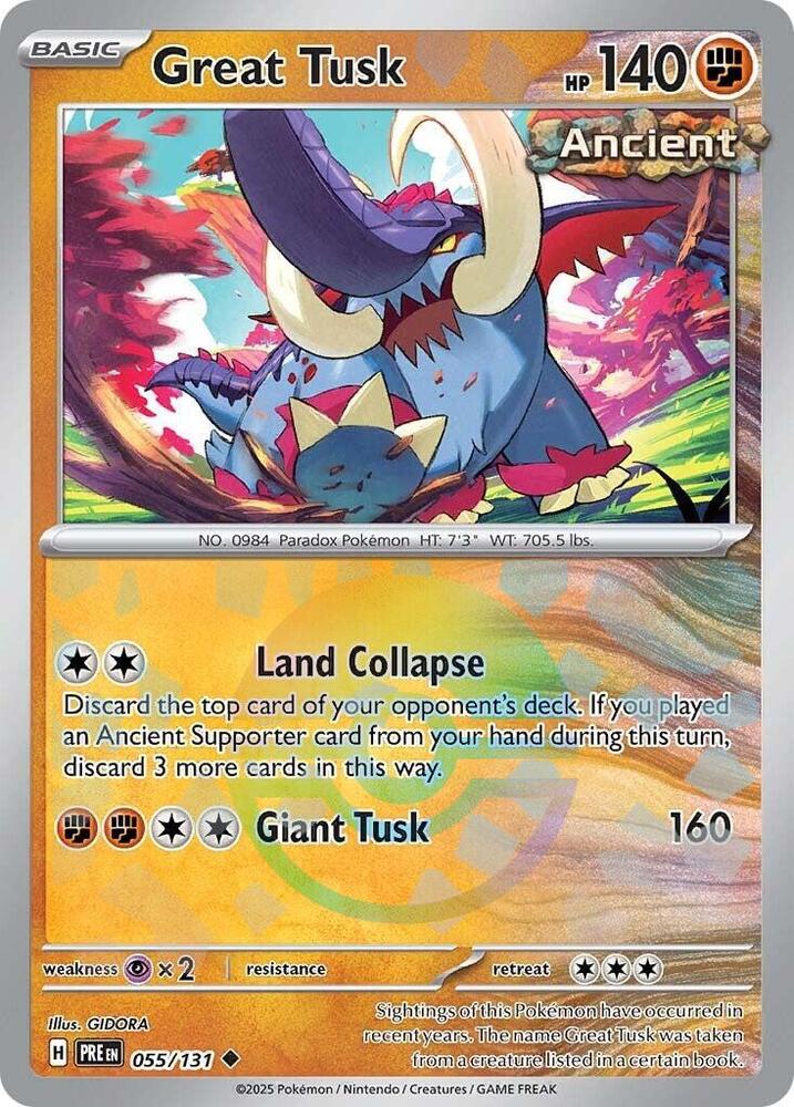 Great Tusk (055/131) (Poke Ball Pattern) [Scarlet & Violet: Prismatic Evolutions] | Anubis Games and Hobby