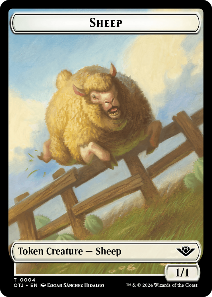Treasure // Sheep Double-Sided Token [Outlaws of Thunder Junction Tokens] | Anubis Games and Hobby