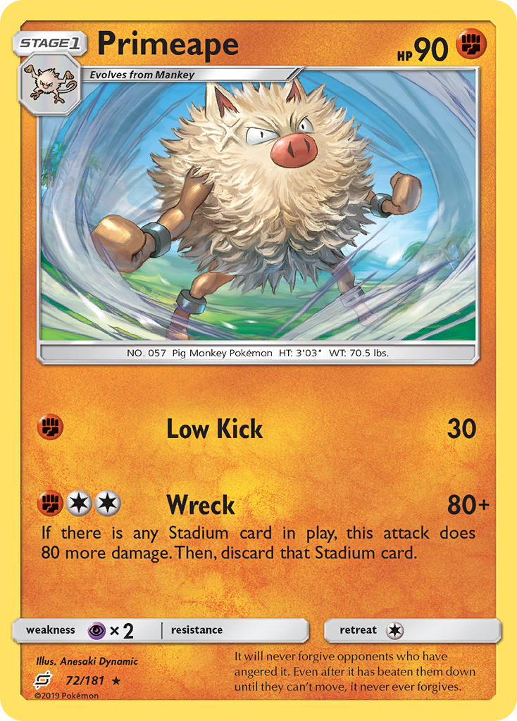 Primeape (72/181) [Sun & Moon: Team Up] | Anubis Games and Hobby