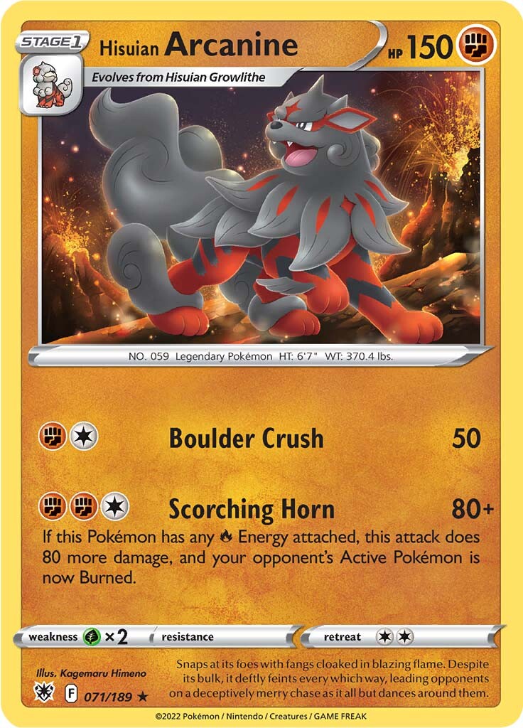 Hisuian Arcanine (071/189) [Sword & Shield: Astral Radiance] | Anubis Games and Hobby
