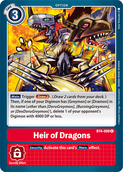 Heir of Dragons [BT4-099] [Great Legend] | Anubis Games and Hobby