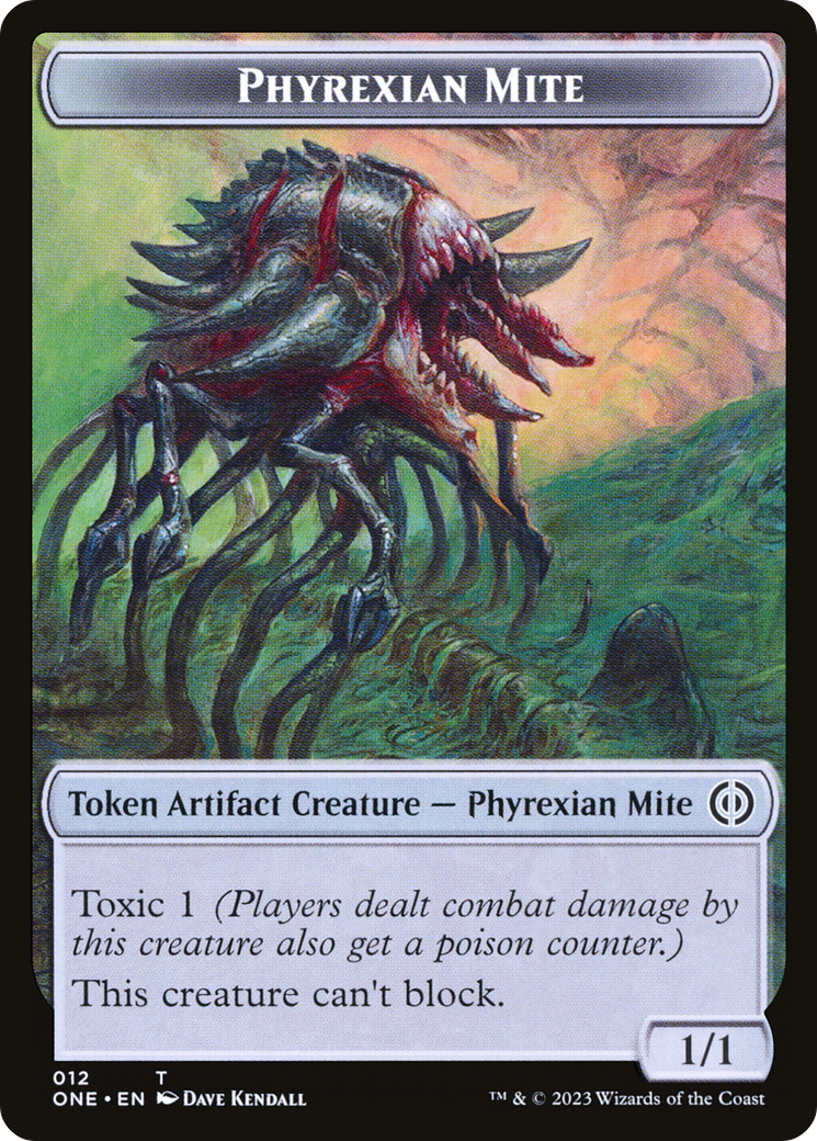 Phyrexian Mite (012) // The Hollow Sentinel Double-Sided Token [Phyrexia: All Will Be One Tokens] | Anubis Games and Hobby