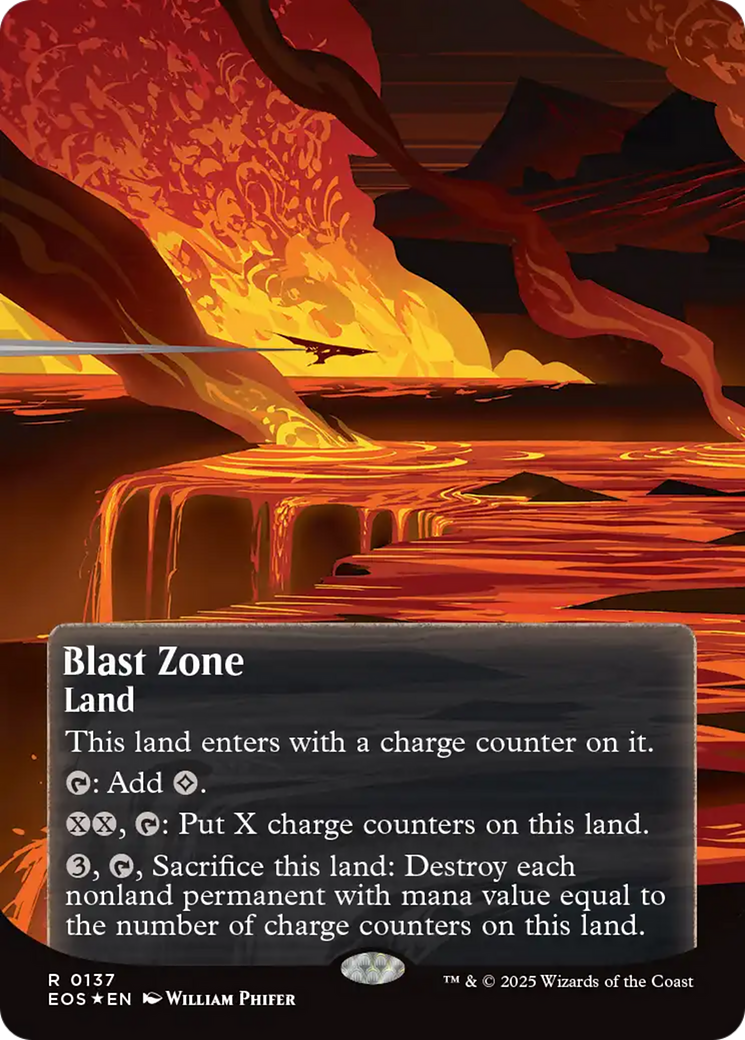 Blast Zone (0137) (Borderless) (Galaxy Foil) [Edge of Eternities: Stellar Sights] | Anubis Games and Hobby