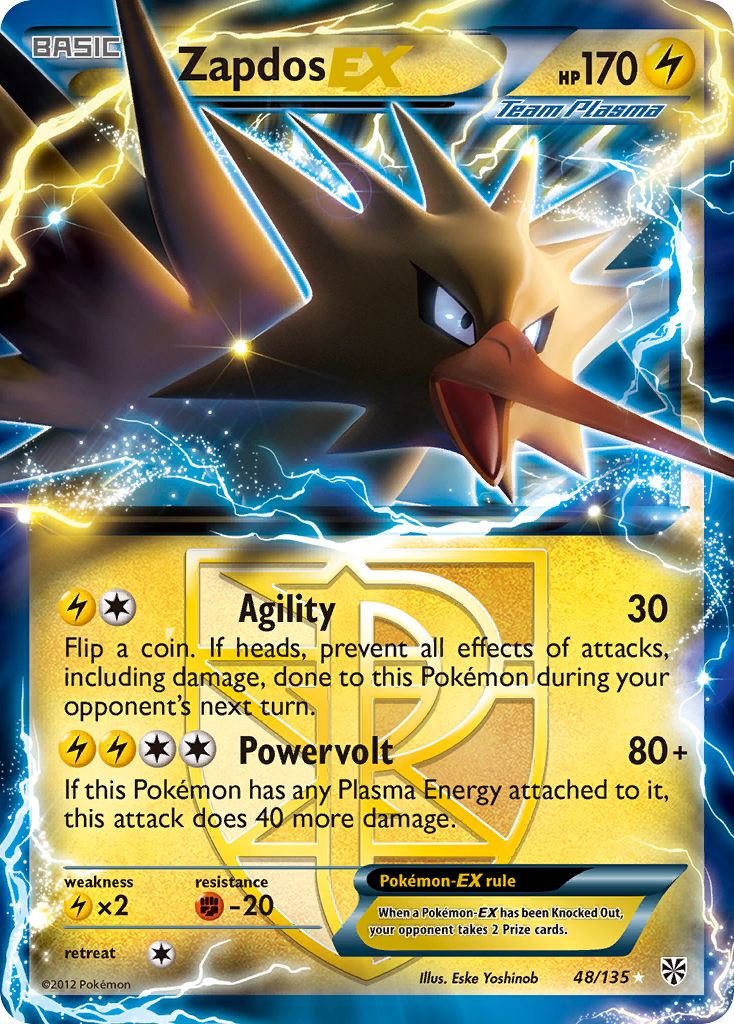 Zapdos EX (48/135) [Black & White: Plasma Storm] | Anubis Games and Hobby