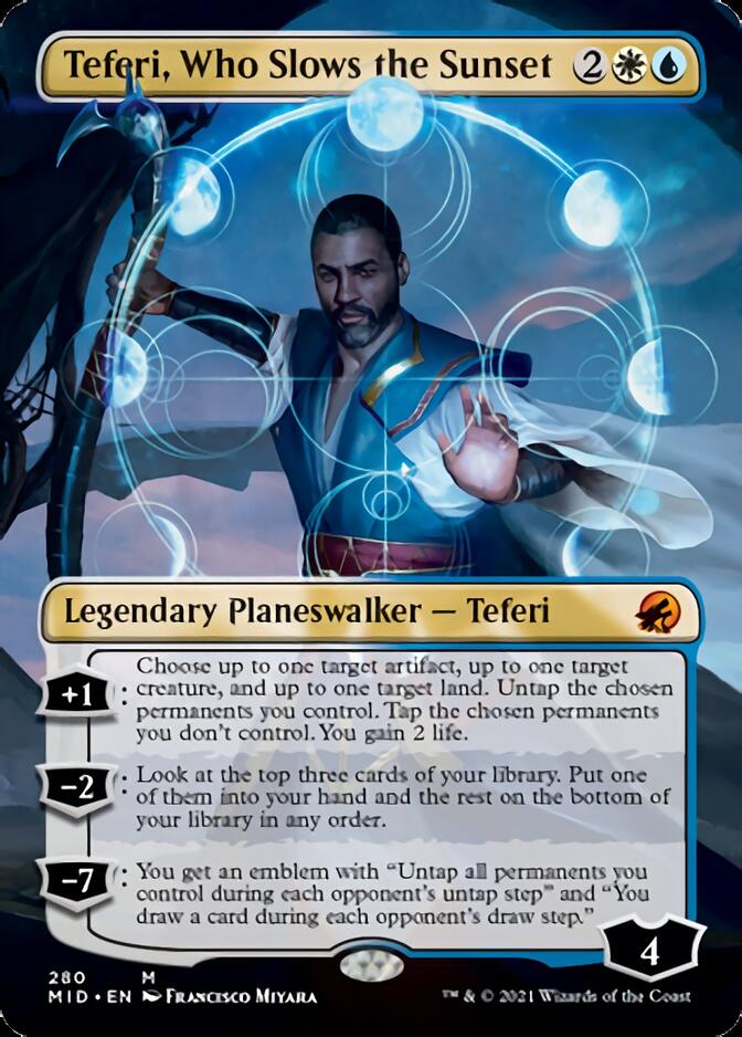 Teferi, Who Slows the Sunset (Borderless) [Innistrad: Midnight Hunt] | Anubis Games and Hobby