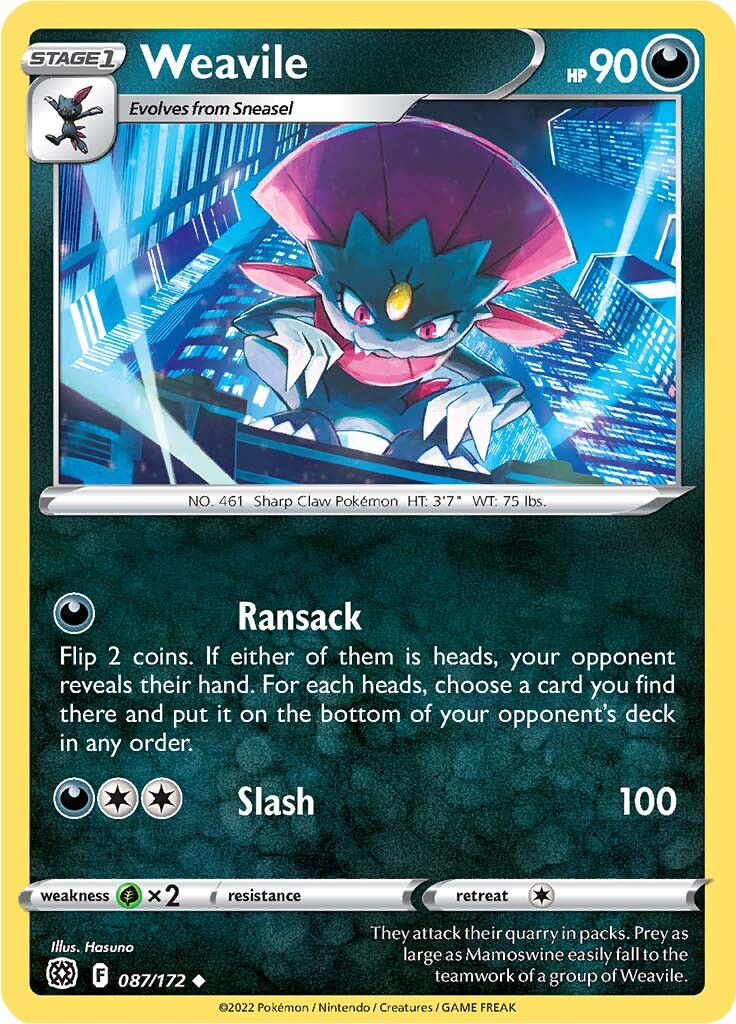 Weavile (087/172) [Sword & Shield: Brilliant Stars] | Anubis Games and Hobby
