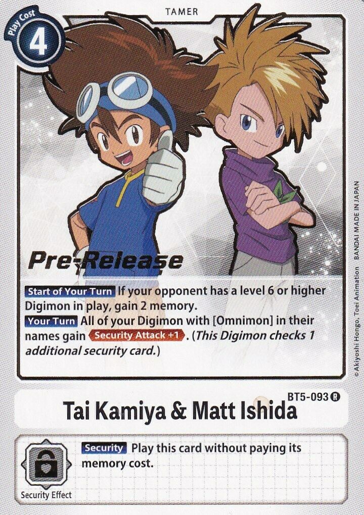 Tai Kamiya & Matt Ishida [BT5-093] [Battle of Omni Pre-Release Promos] | Anubis Games and Hobby