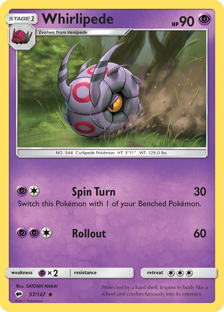 Whirlipede (57/147) [Sun & Moon: Burning Shadows] | Anubis Games and Hobby