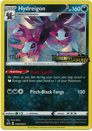 Hydreigon (SWSH037) (Staff Prerelease Promo) [Sword & Shield: Black Star Promos] | Anubis Games and Hobby