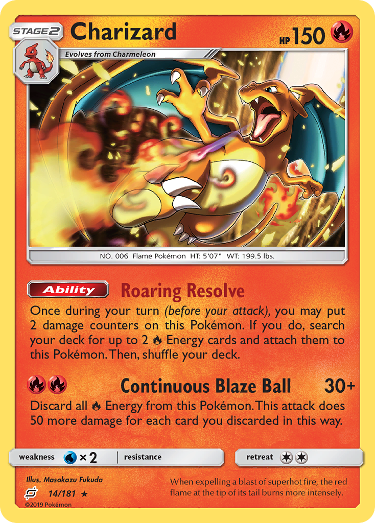 Charizard (14/181) (Cosmos Holo) [Sun & Moon: Team Up] | Anubis Games and Hobby