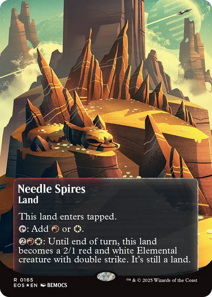 Needle Spires (0165) (Borderless) (Galaxy Foil) [Edge of Eternities: Stellar Sights] | Anubis Games and Hobby