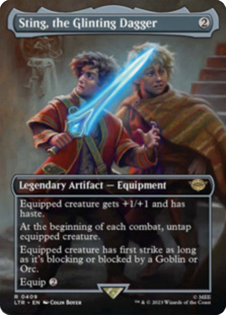 Sting, the Glinting Dagger (Borderless Alternate Art) [The Lord of the Rings: Tales of Middle-Earth] | Anubis Games and Hobby