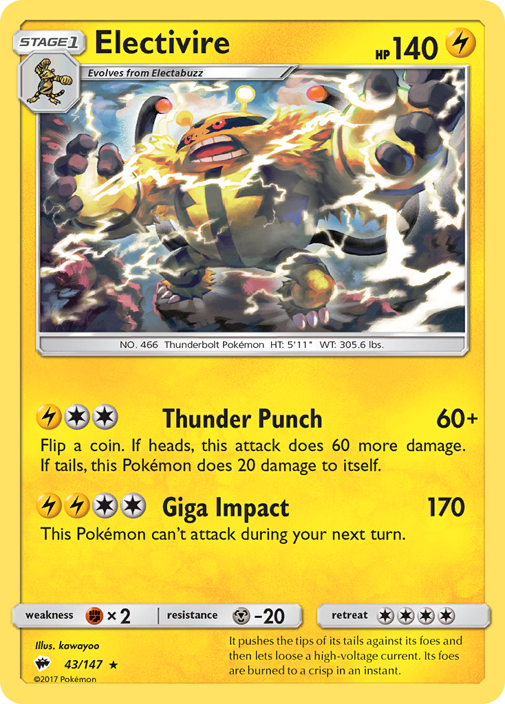 Electivire (43/147) [Sun & Moon: Burning Shadows] | Anubis Games and Hobby